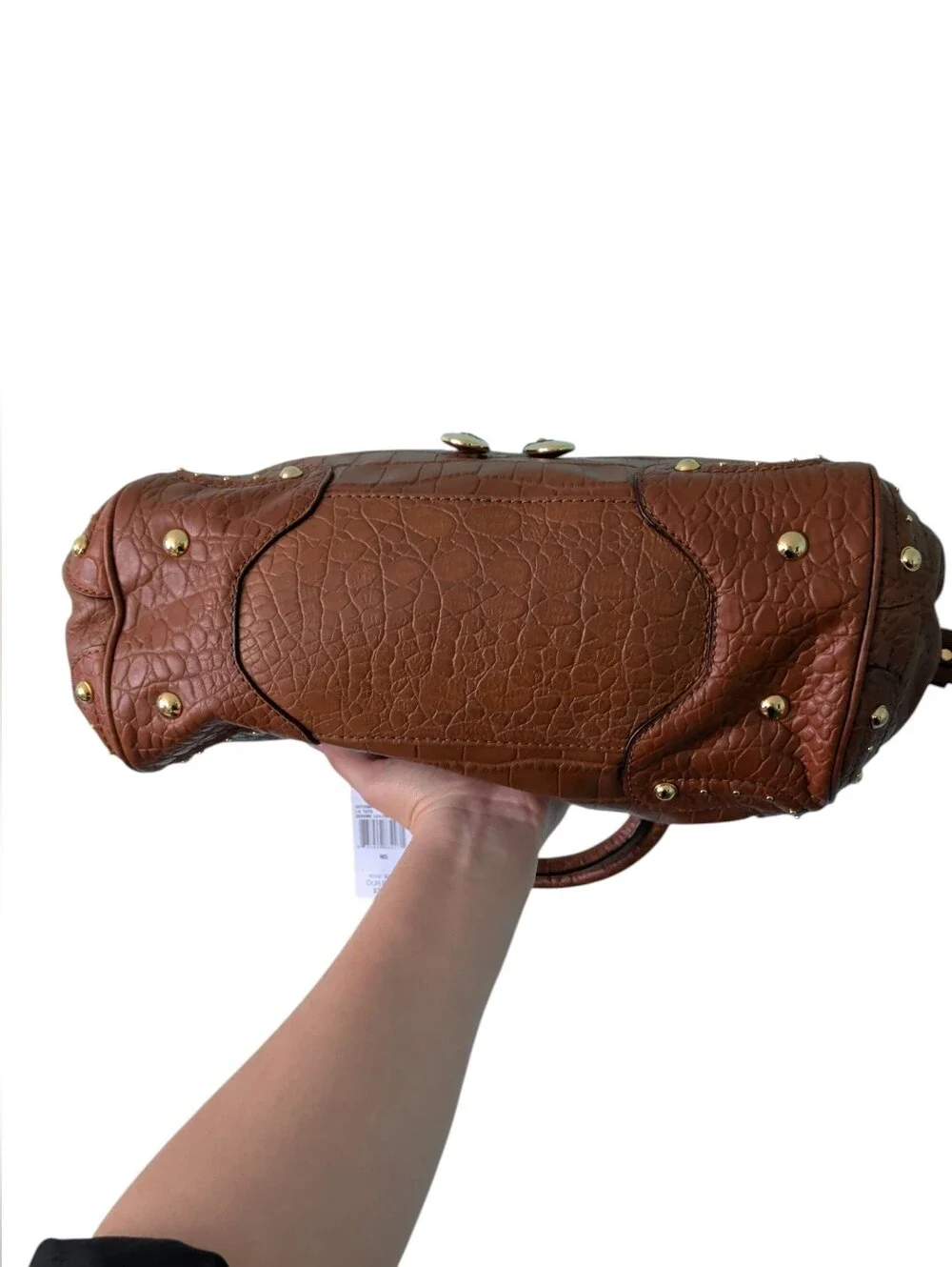 NWT Michael Kors genuine Leather Crocodile Pattern Mocha Large Tote Satchel